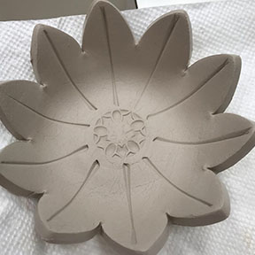 handmade stamped flower bowl